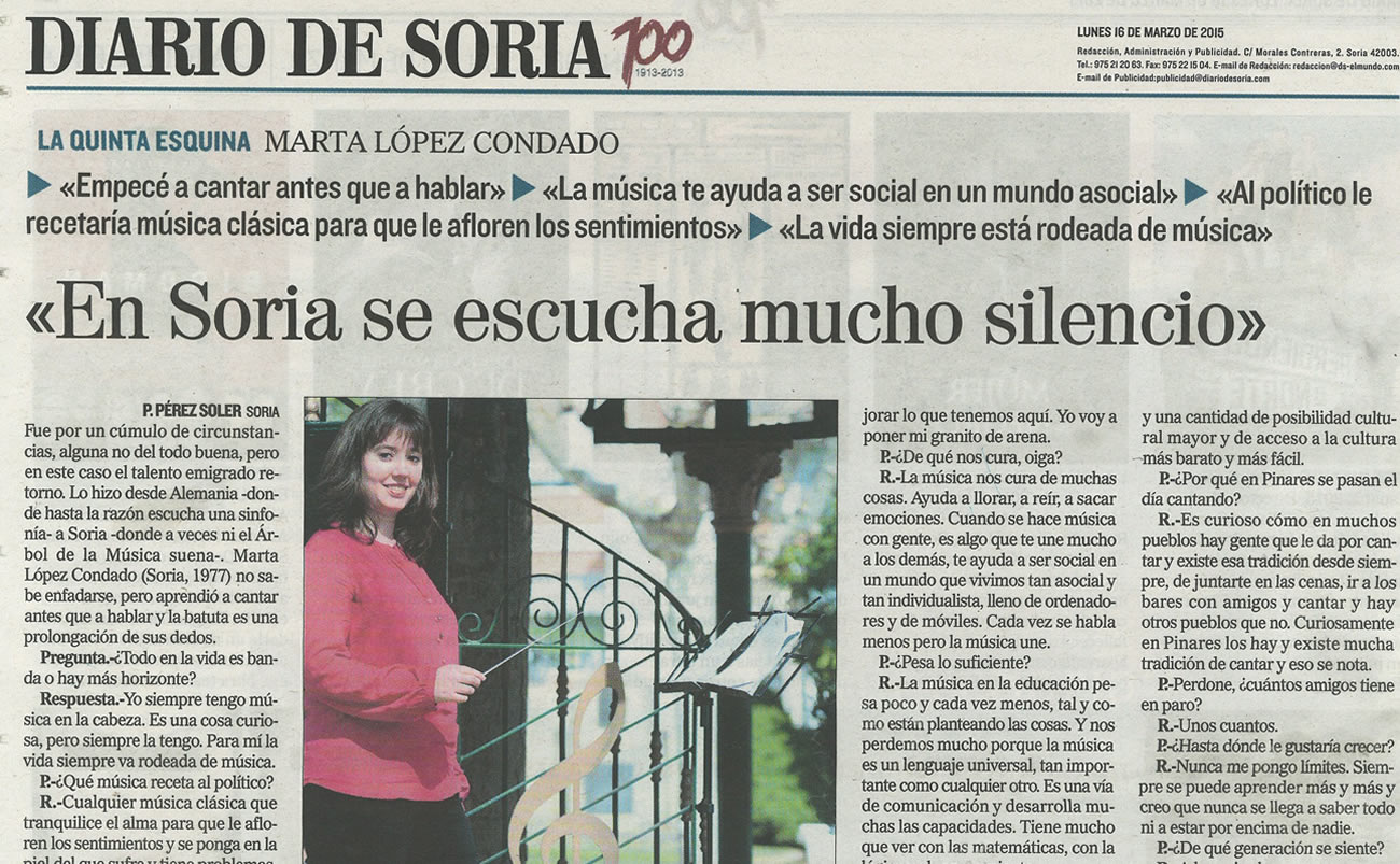 Entrevista a nuestra Directora en Diario de Soria